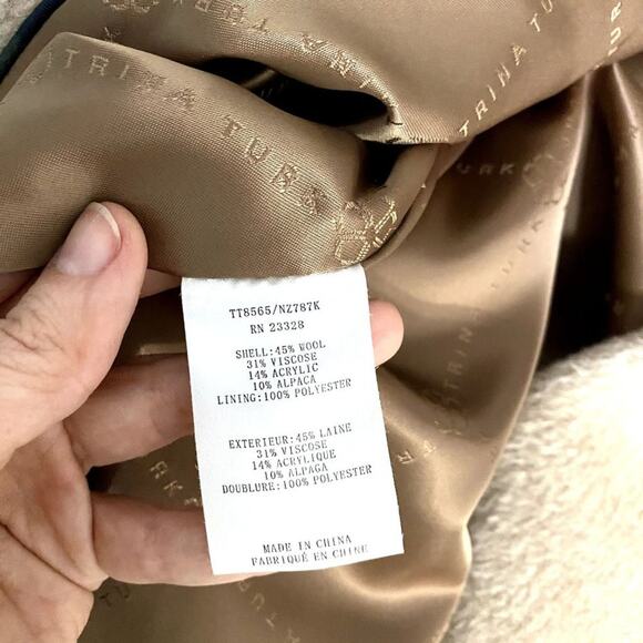 Trina Turk Beige Delaney Long Wrap Trench Wool Alpaca Blend Classic Coat 14 - Picture 10 of 10